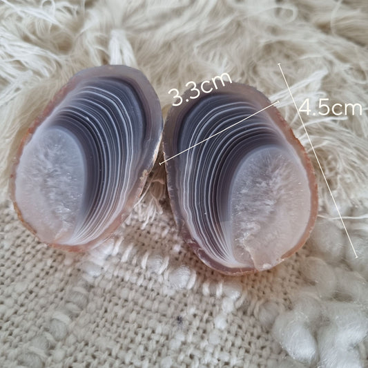 Botswana Agate Pair – Gentle Layered Beauty from Africa