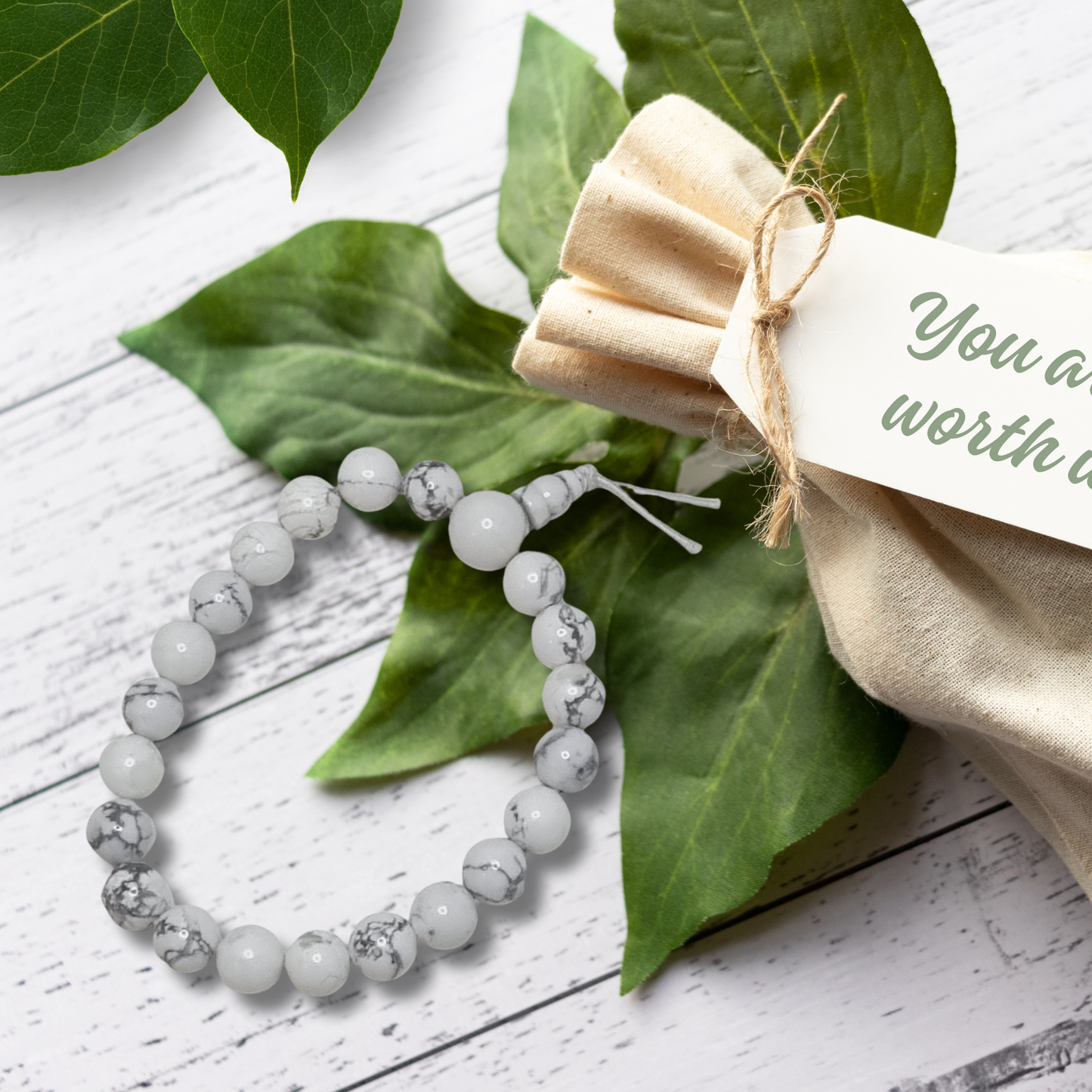 White Howlite Tumblestone Bracelet – Calm, Patience & Peaceful Focus