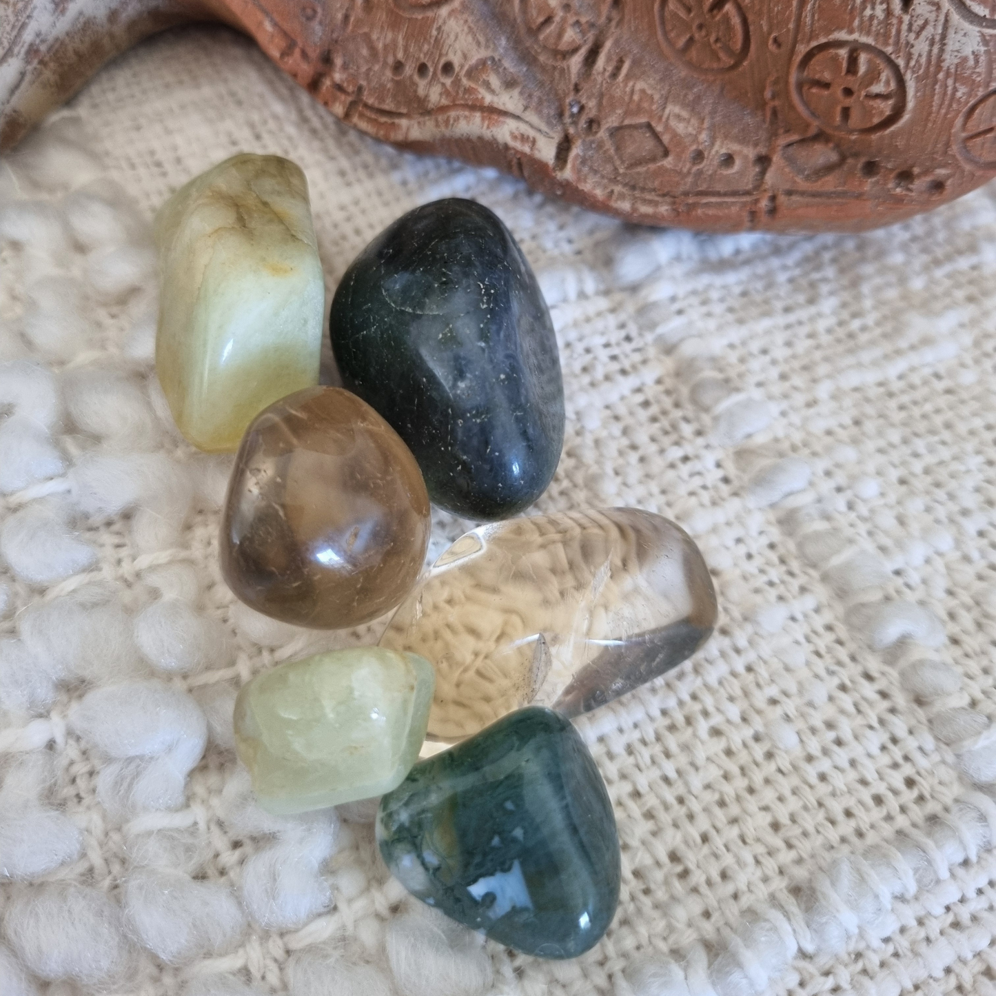 Gift box - Green Moss Agate Bracelet & Tumblestones
