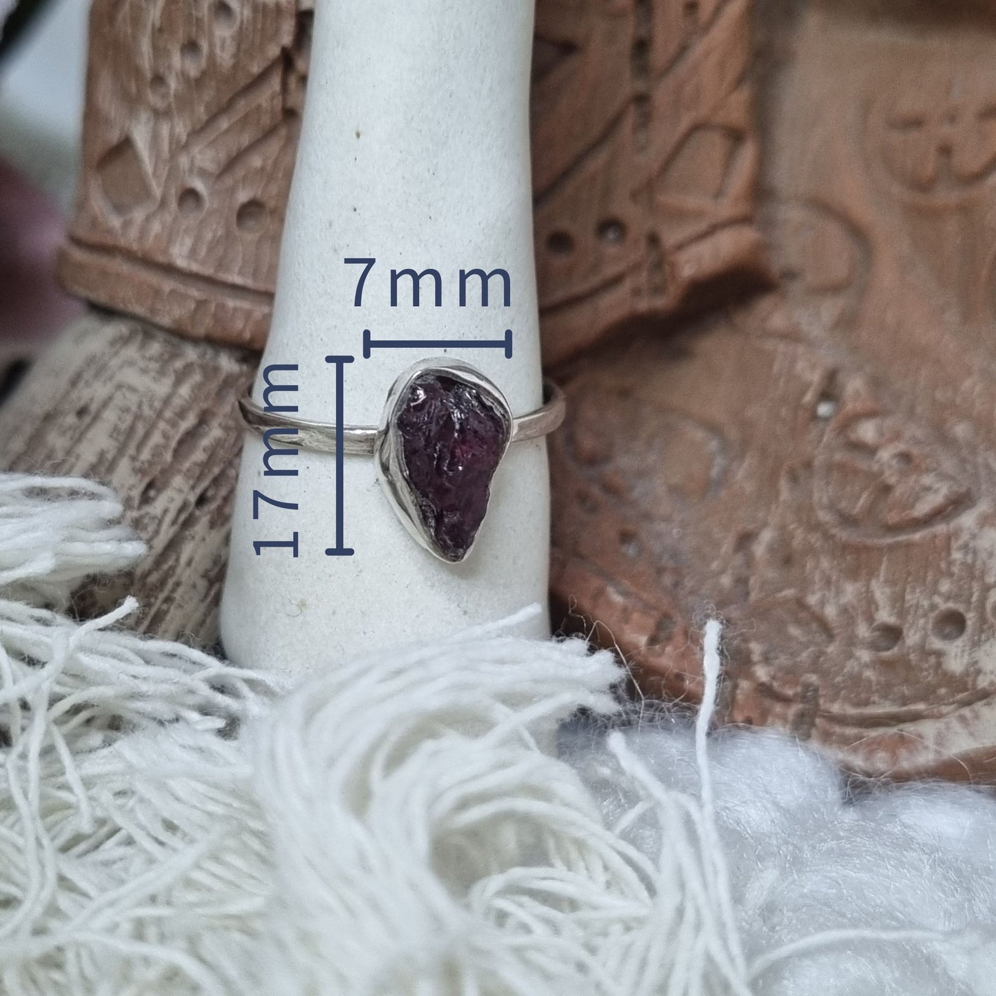 Raw Garnet Ring – Sterling Silver Crystal Ring for Passion & Grounding