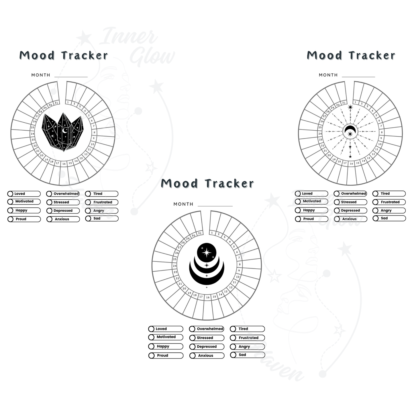 Celestial Mood tracker Journal- Daily/Monthly Digital Download -Printable