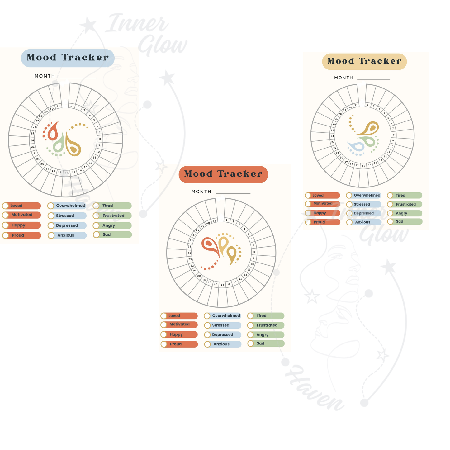 Mood tracker Journal- Daily/Monthly Digital Download -Printable