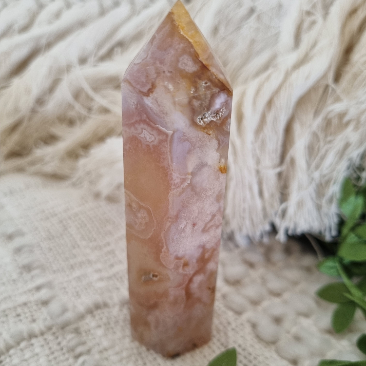 Gift box - Notebook,Candle,bracelets and Cherry Blossom Agate Obelisk