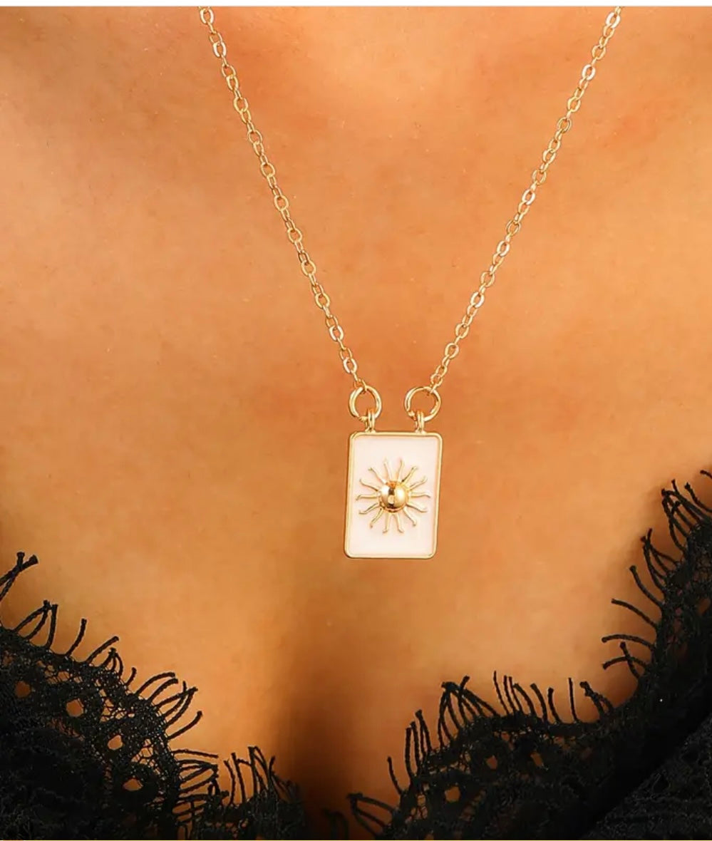 celestial jewelry, tarot card necklace, spiritual gold necklace