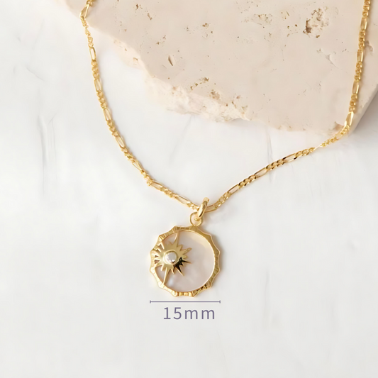 Aurora Necklace – Inspired by First Light, Adorned with Crystal & Mother of Pearl