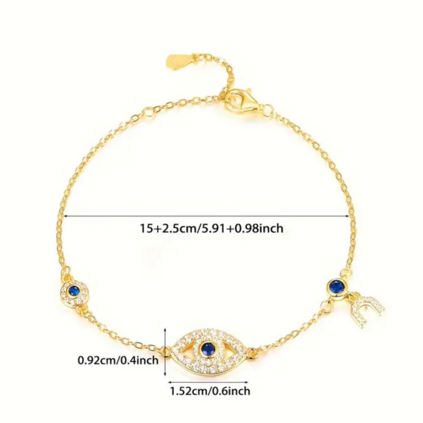 Eye + U shape symbol bracelet