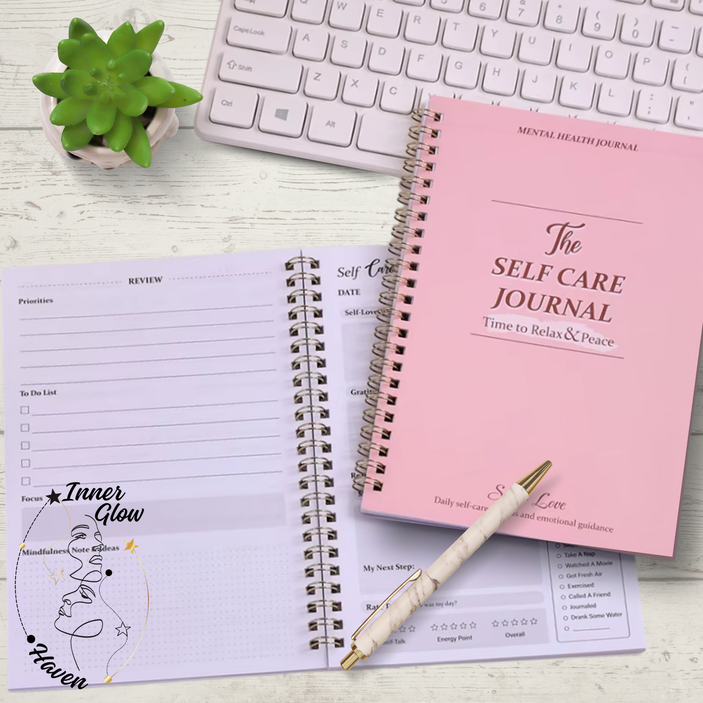 Nurture your mind, body, and soul with our Self Care Journal, thoughtfully designed to help you prioritize your well-being every single day. This elegant A5 journal offers a structured yet gentle space to record your daily self care practices, track emotions, and reflect on your journey toward greater balance and clarity.
Whether you're looking to manage stress, build healthy habits, or simply carve out a few mindful moments each day, this journal is your companion for meaningful self care.