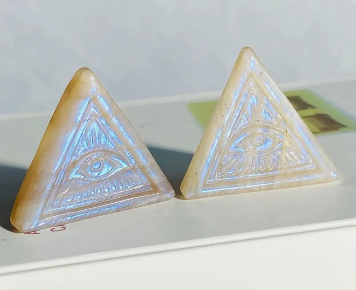 Moonstone Evil Eye Carving