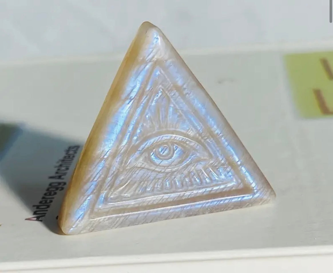 Moonstone Evil Eye Carving