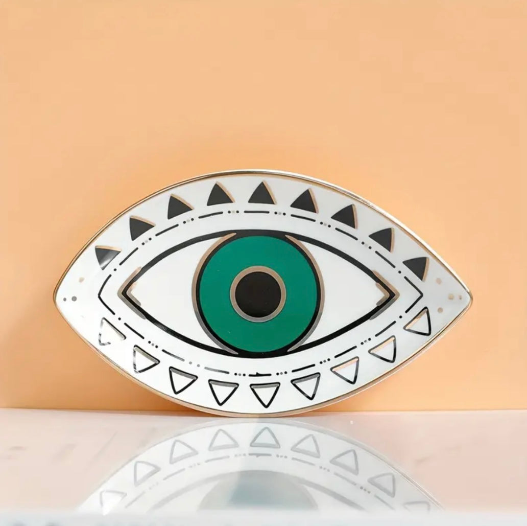Green Eye Ceramic Jewellery Tray