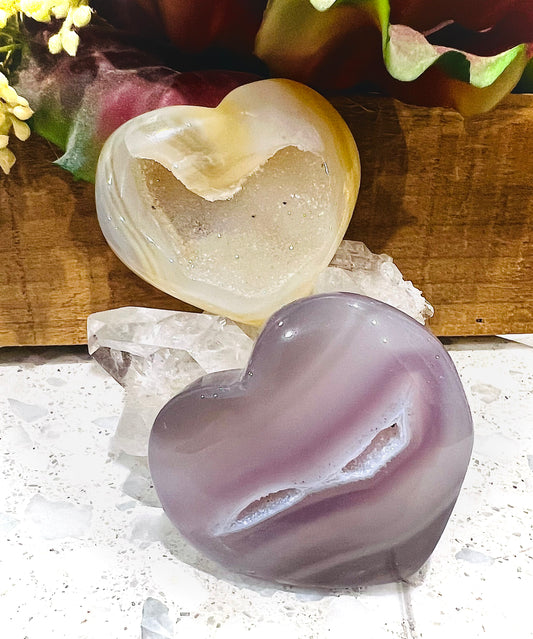 Agate Crystal Druzy Hearts