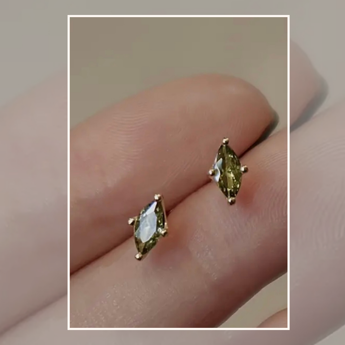 Green Zircon Stud Earrings – 925 Sterling Silver & 18K Gold Plated Options