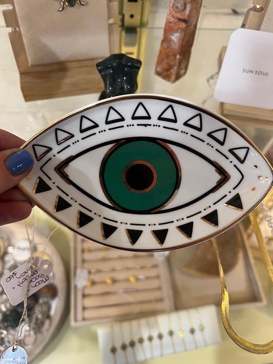 Green Eye Ceramic Jewellery Tray