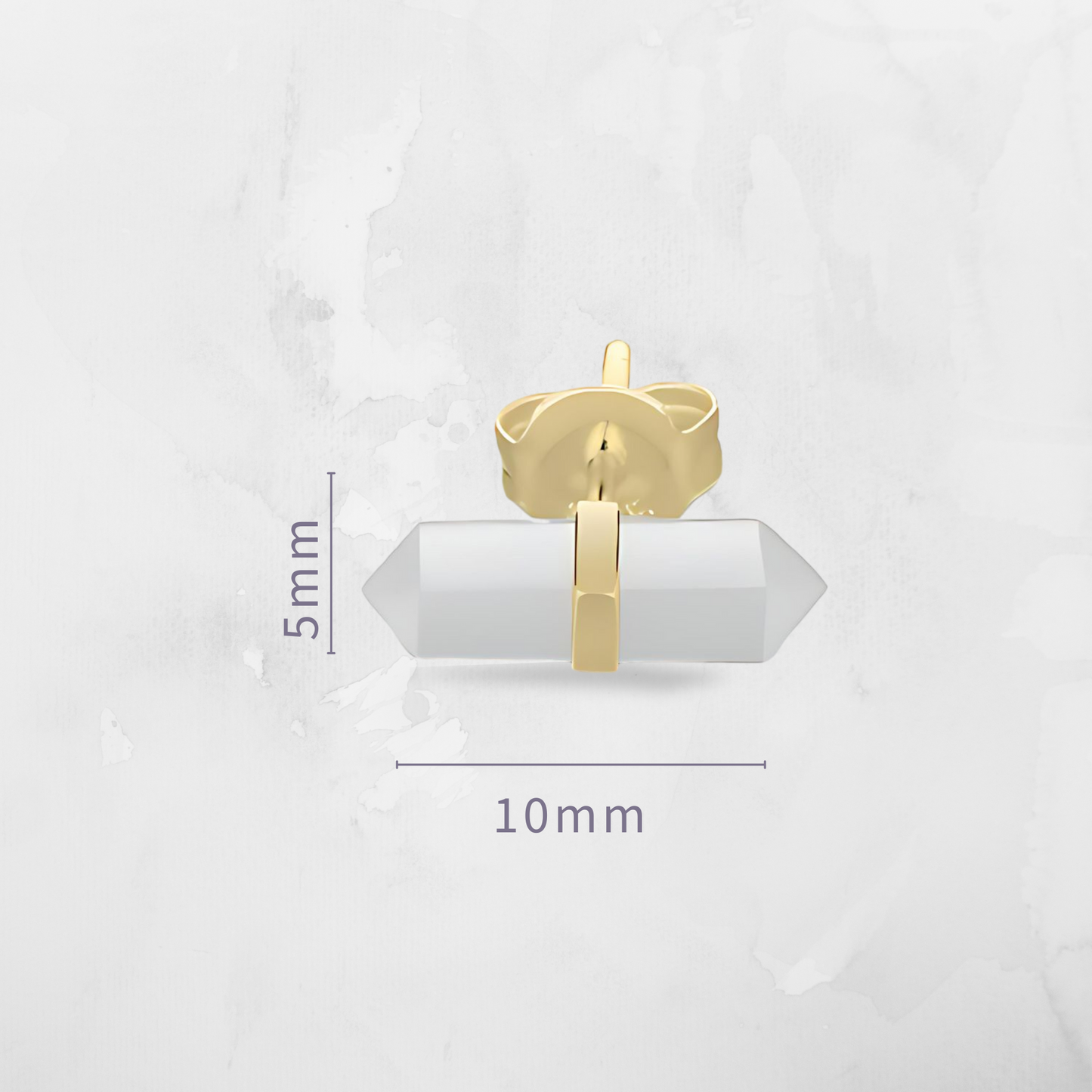 Size: 10mm x 5mm
Material: Available in 925 Sterling Silver or 18K Gold Plated over Sterling Silver
Stone: Double-pointed clear quartz
Style: Minimalist, nature-inspired, spiritual