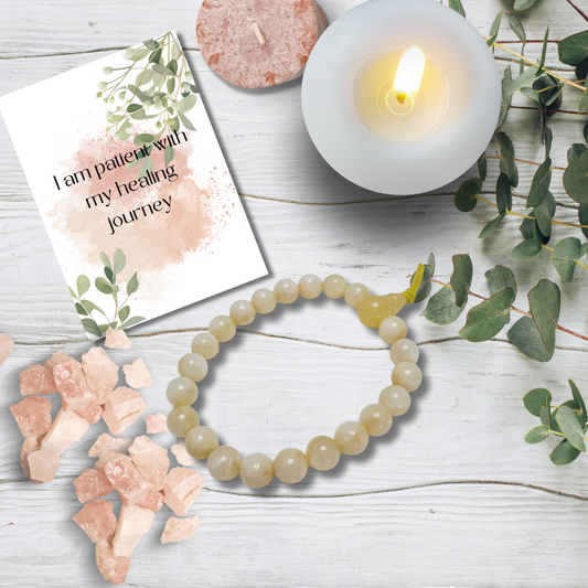 Strung on a comfortable elasticated band, this bracelet is ideal for daily wear—bringing a gentle, uplifting energy to your day whether worn solo or layered.