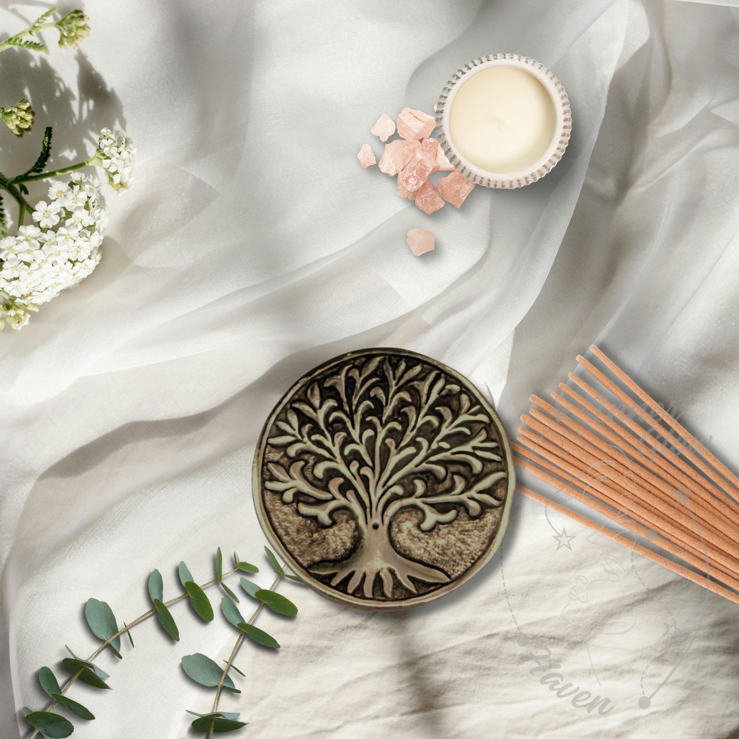 brass tree of life incense urner holder