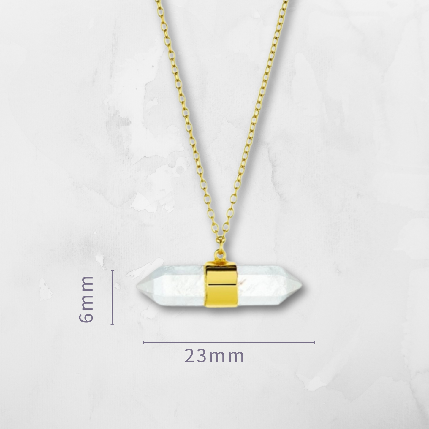 Clear Quartz Prism Necklace, a sleek and symbolic piece designed for modern spiritual living. Featuring a double-pointed clear quartz crystal,
