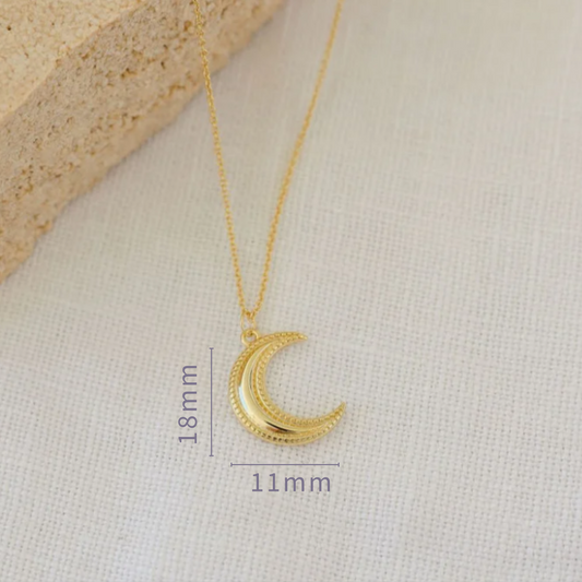 crescent moon necklace, gold moon pendant, 14k gold plated sterling silver