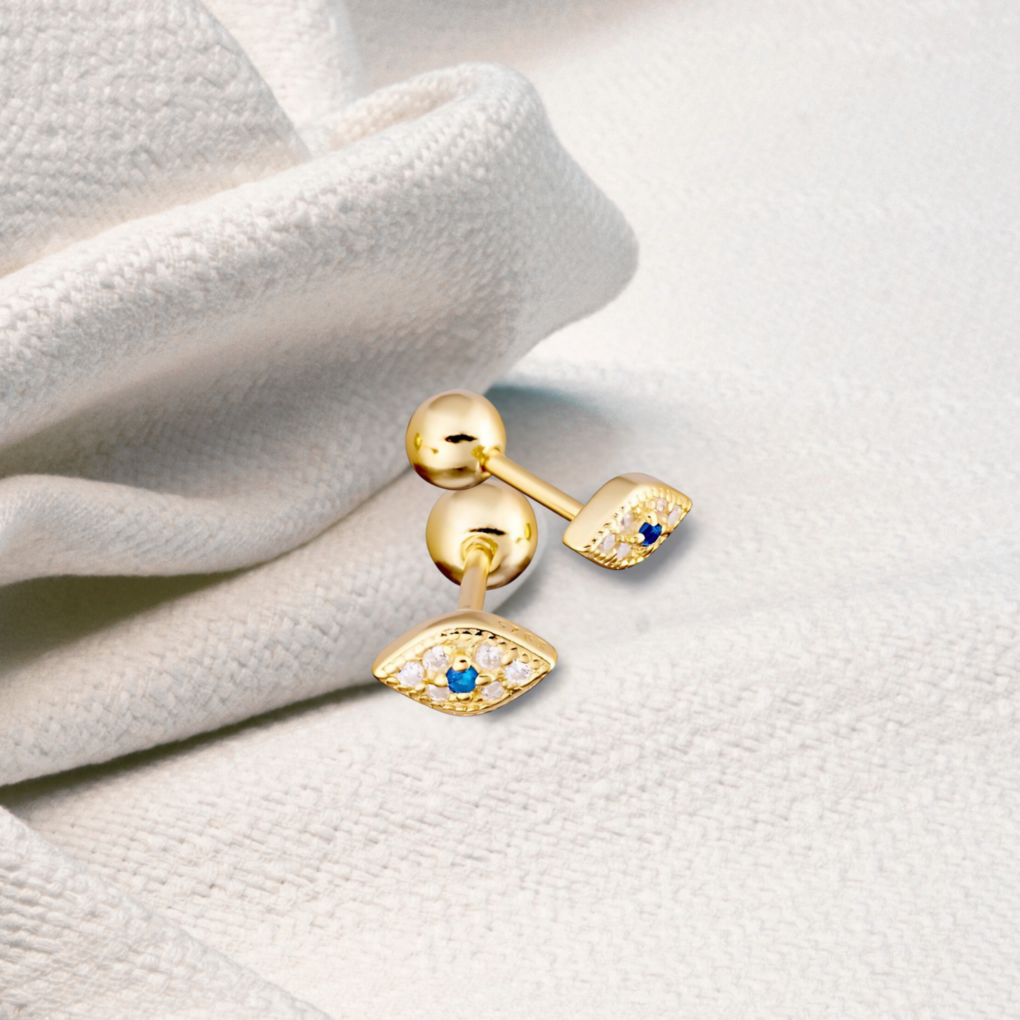 dainty evil eye earrings, hypoallergenic gold earrings