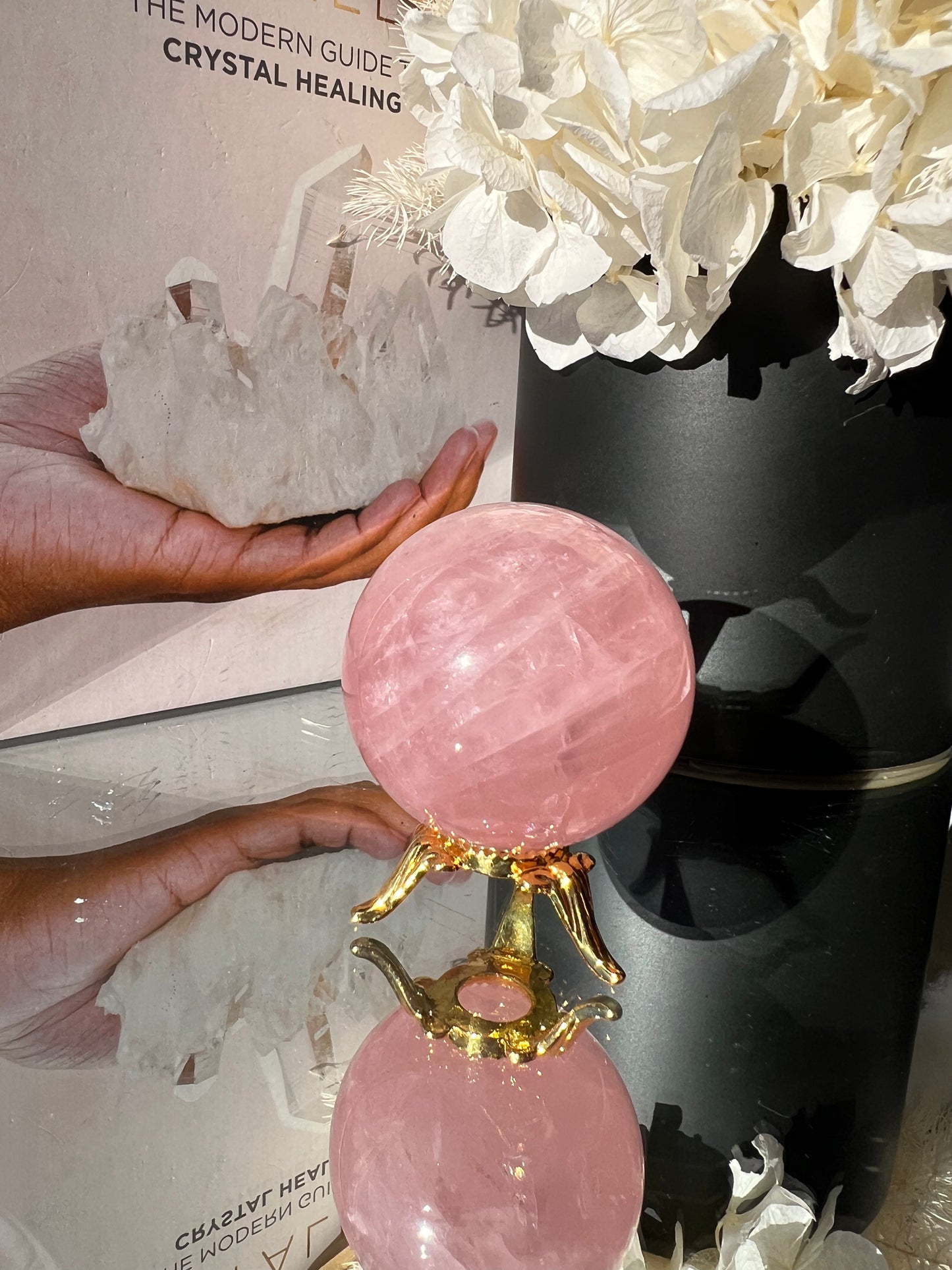 Rose Quartz Sphere with stand - The Stone of Unconditional Love & Healing