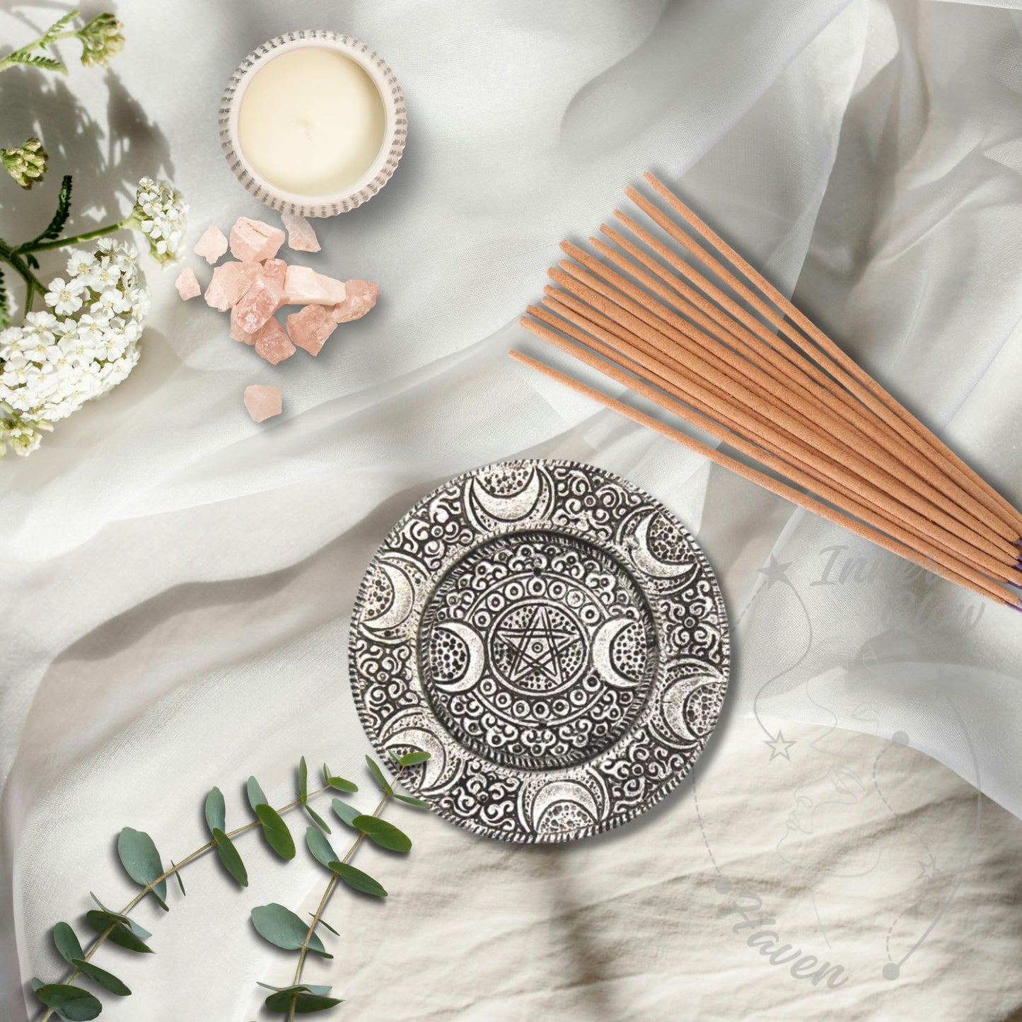 incense holder with star and moon displayed