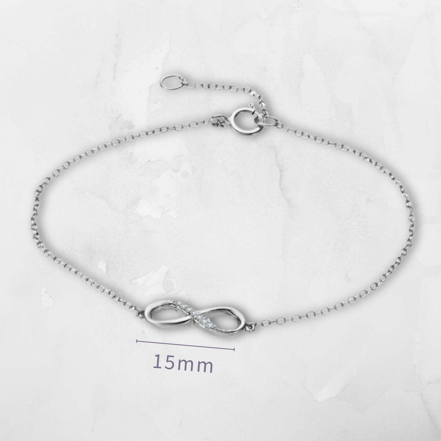 Material: .925 Sterling Silver with cubic zirconia accents
Symbolism: Infinity – eternal love, unity, and connection