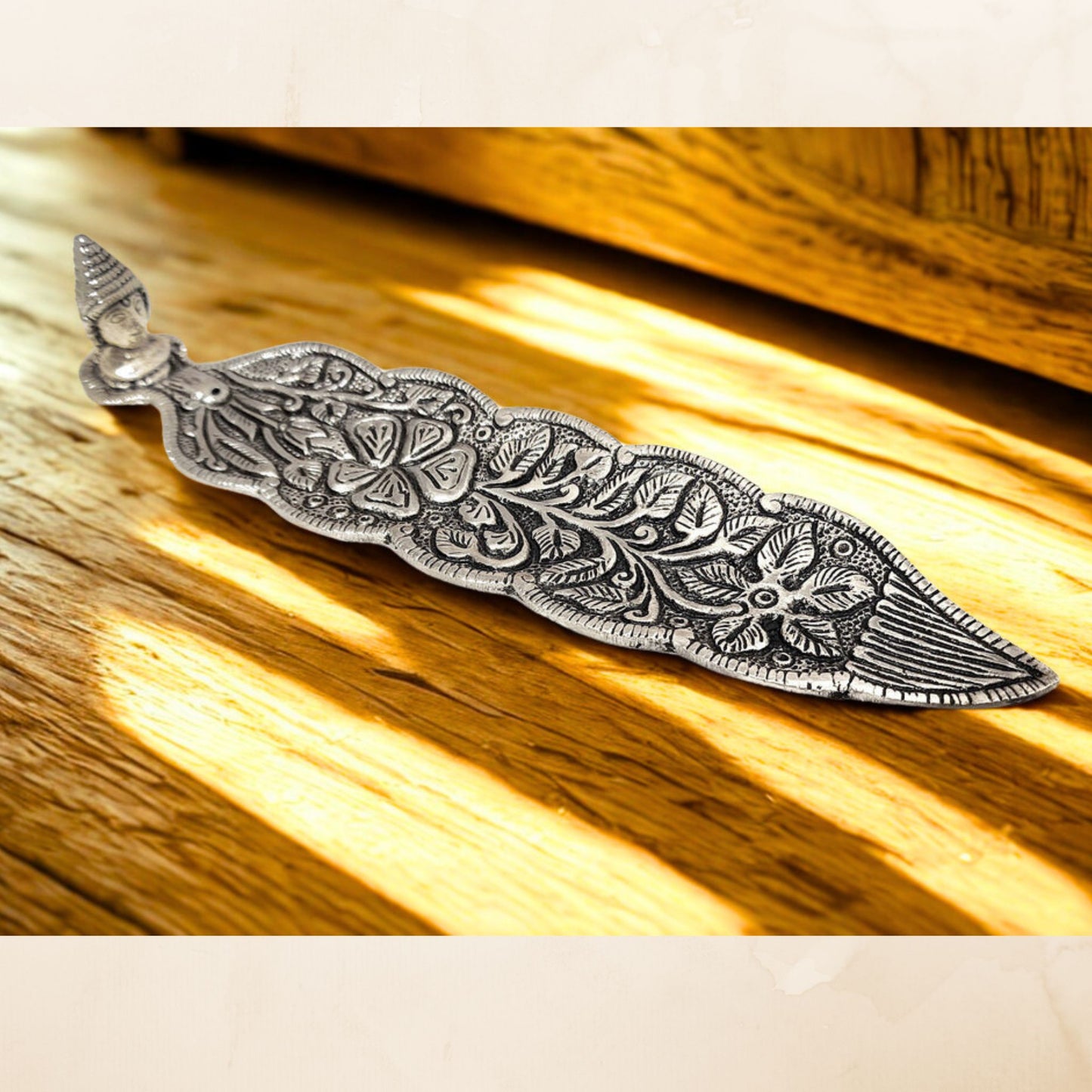 leave shape incense holder with flowers