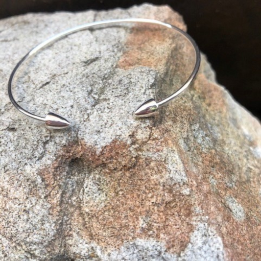 minimal silver bangle, gender neutral jewelry, silver sculptural bracelet,