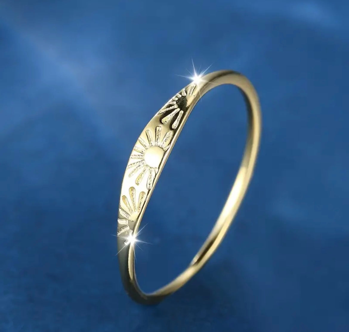 minimalist sunrise ring, sterling silver sunrise ring, gold plated everyday ring size 8