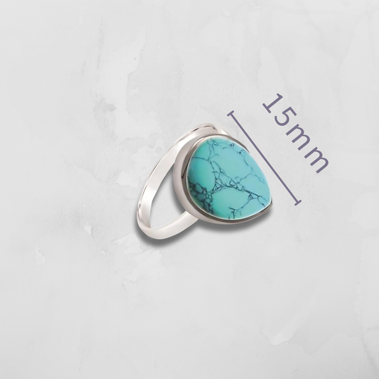 Teardrop Turquoise Ring, featuring a beautifully shaped turquoise stone with natural gradient tones and unique veining