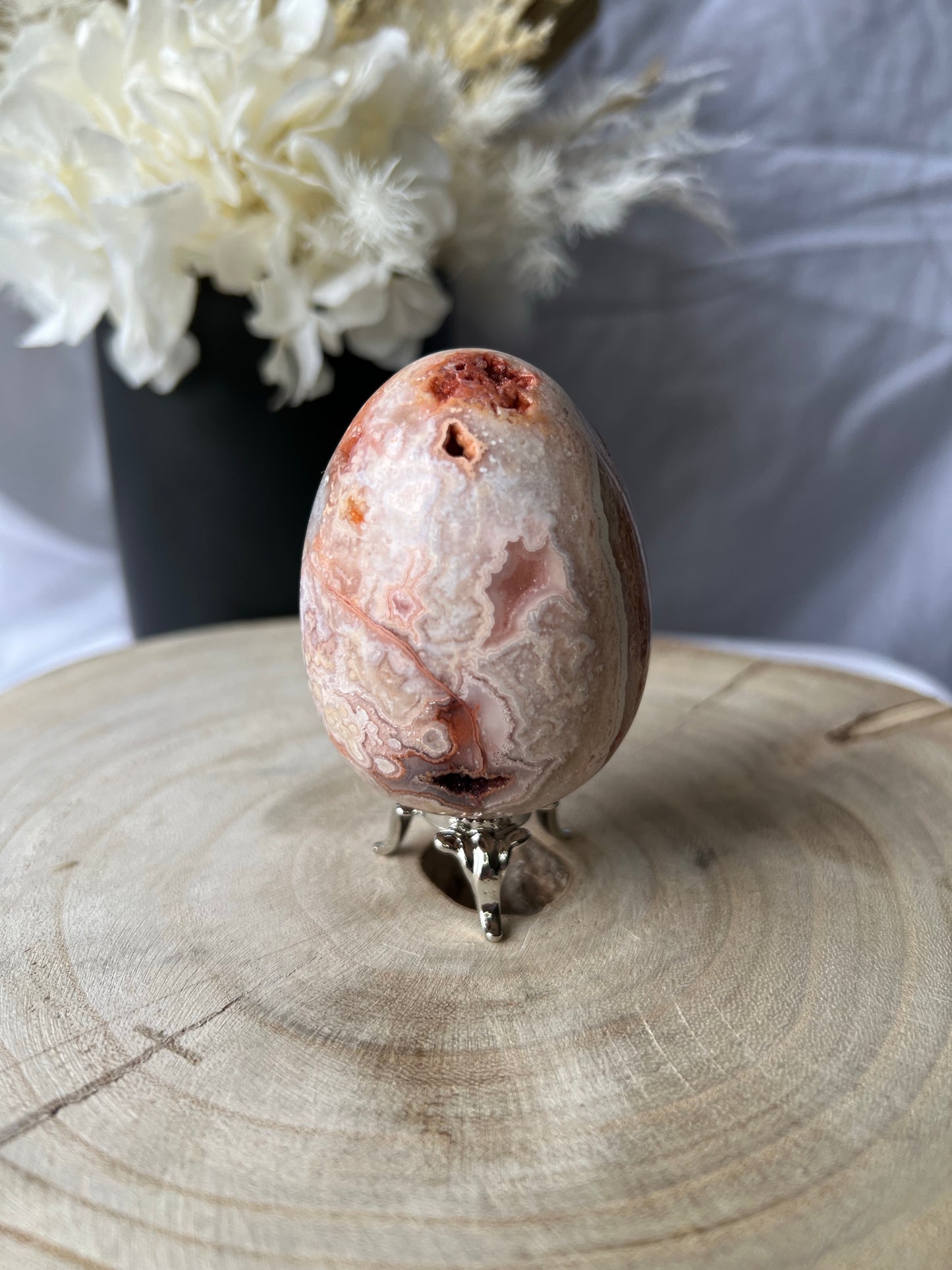 Pink Crazy Lace Eggs with stand - The Laughter Stone of Joy & Positivity ✨😊