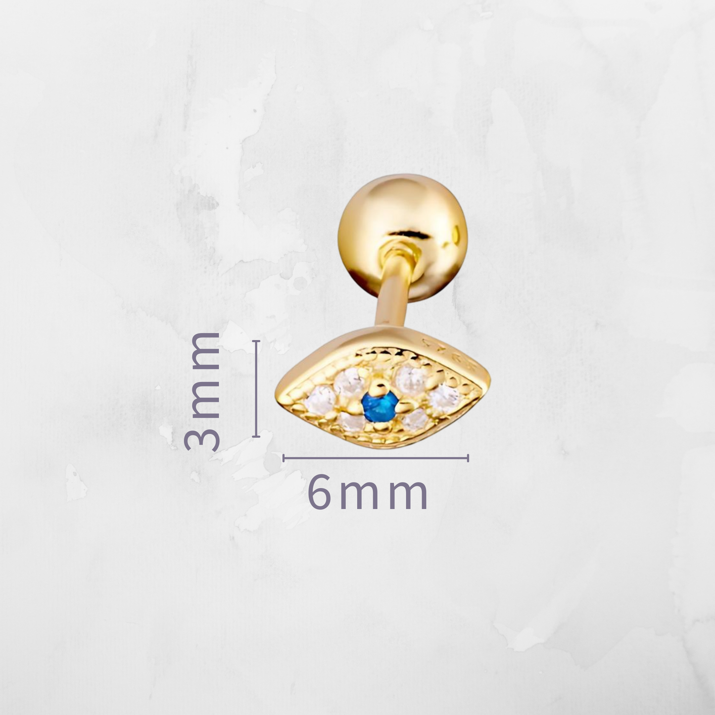 14k gold plated earrings, cz evil eye studs