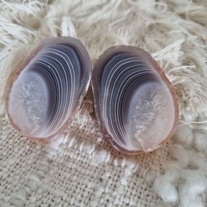 Botswana Agate Pair – Gentle Layered Beauty from Africa