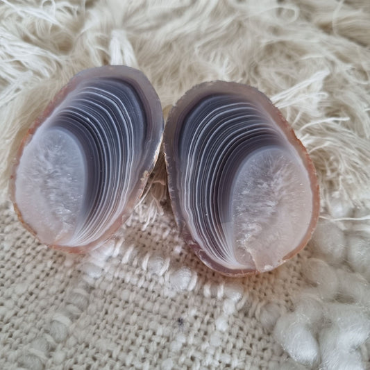 Botswana Agate Pair – Gentle Layered Beauty from Africa