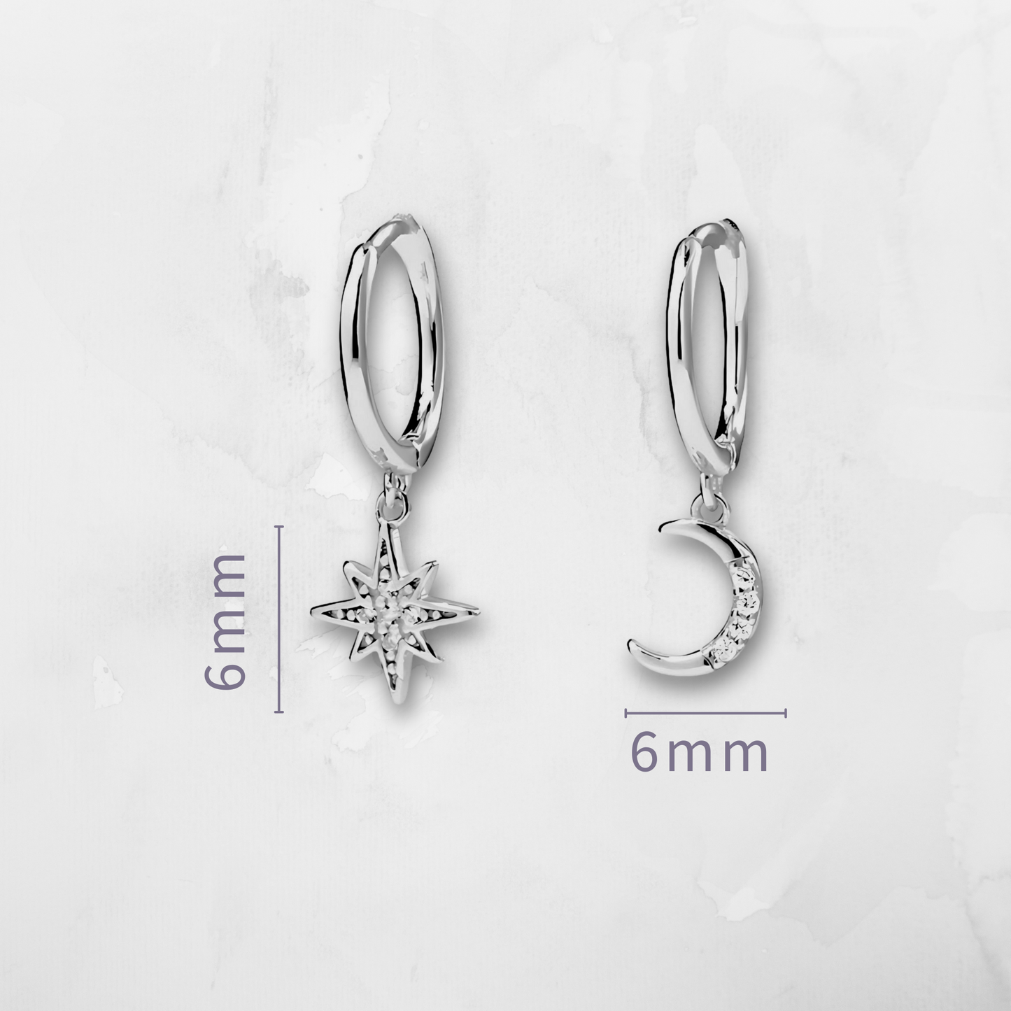 Star & Moon Huggie Earrings - Silver & Gold