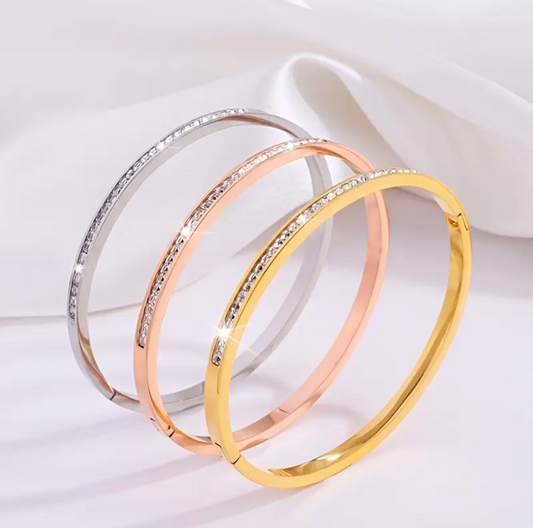 Hypoallergenic Stainless Steel CZ Bangle