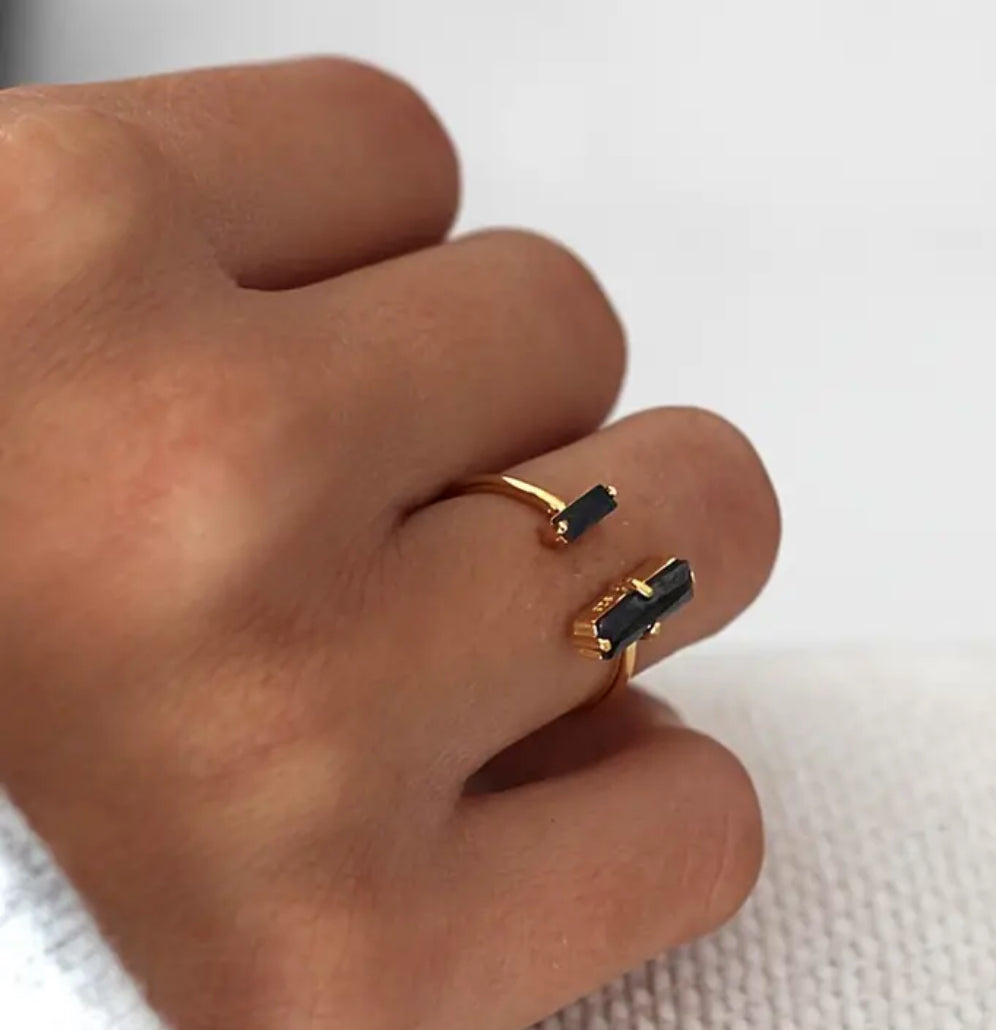  Black Obsidian Adjustable Ring, 