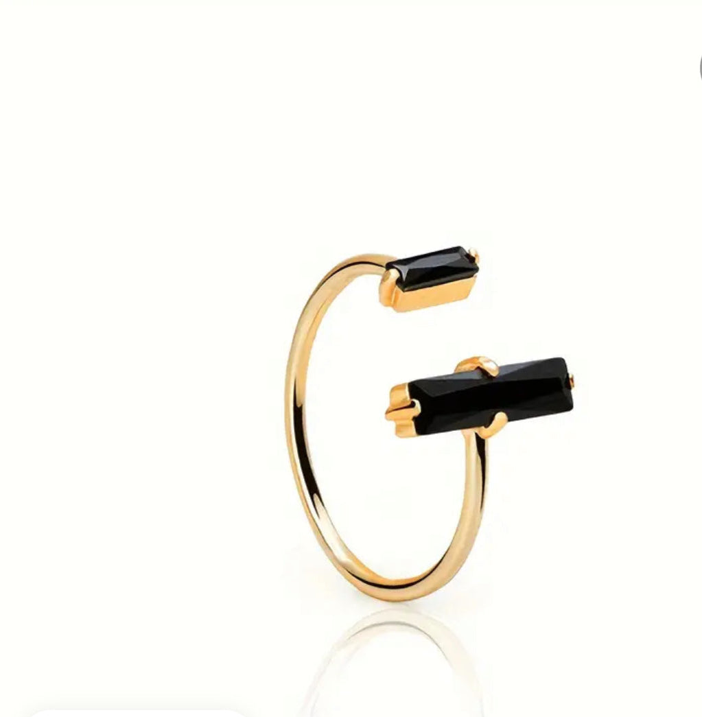 Black Obsidian open bar adjustable ring