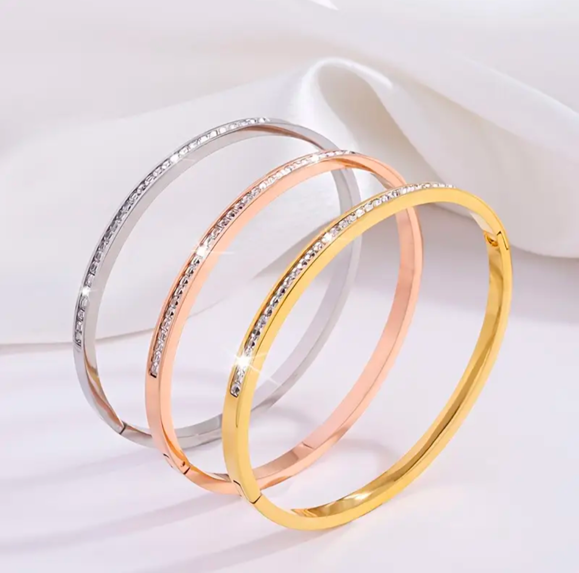 Everyday Elegance: Hypoallergenic Stainless Steel CZ Bangle