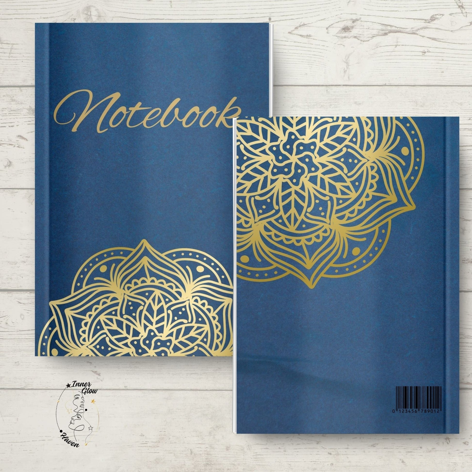 Find calm with our blue & gold mandala notebook. 120 lined pages for journaling, goal-setting, and mindful reflections—a beautiful self-care companion.