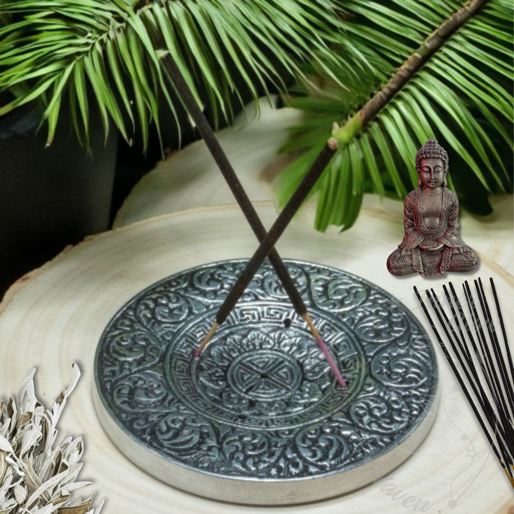 Incense burner that can hold 4 incense sticks in a round shape