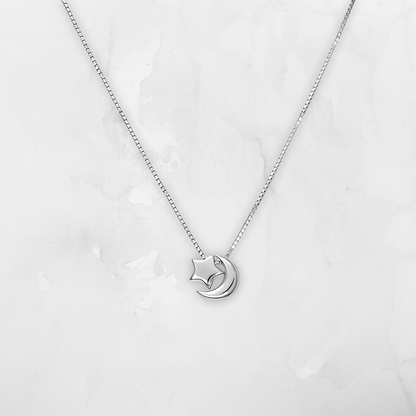 Mini Celestial Silver Pendant with Fine Box Chain Necklace – 925 Sterling Silver