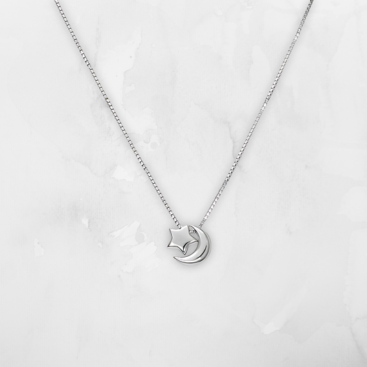 Mini Celestial Silver Pendant with Fine Box Chain Necklace – 925 Sterling Silver