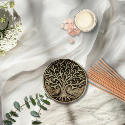 brass tree of life incense urner holder