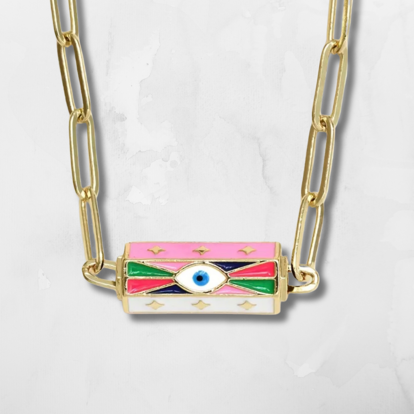 colorful eveil eye necklace, pink version