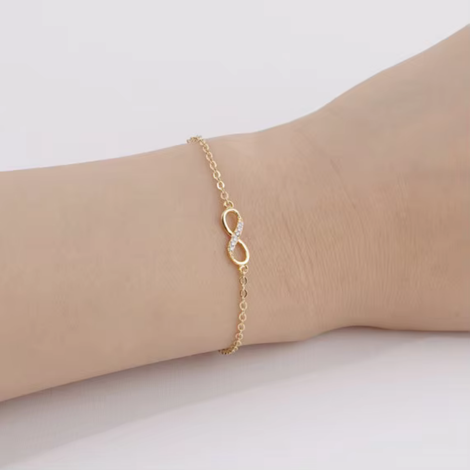 dainty silver bracelet, eternal love bracelet, cubic zirconia silver bracelet, minimalist silver bracelet, silver charm bracelet, unity symbol jewelry