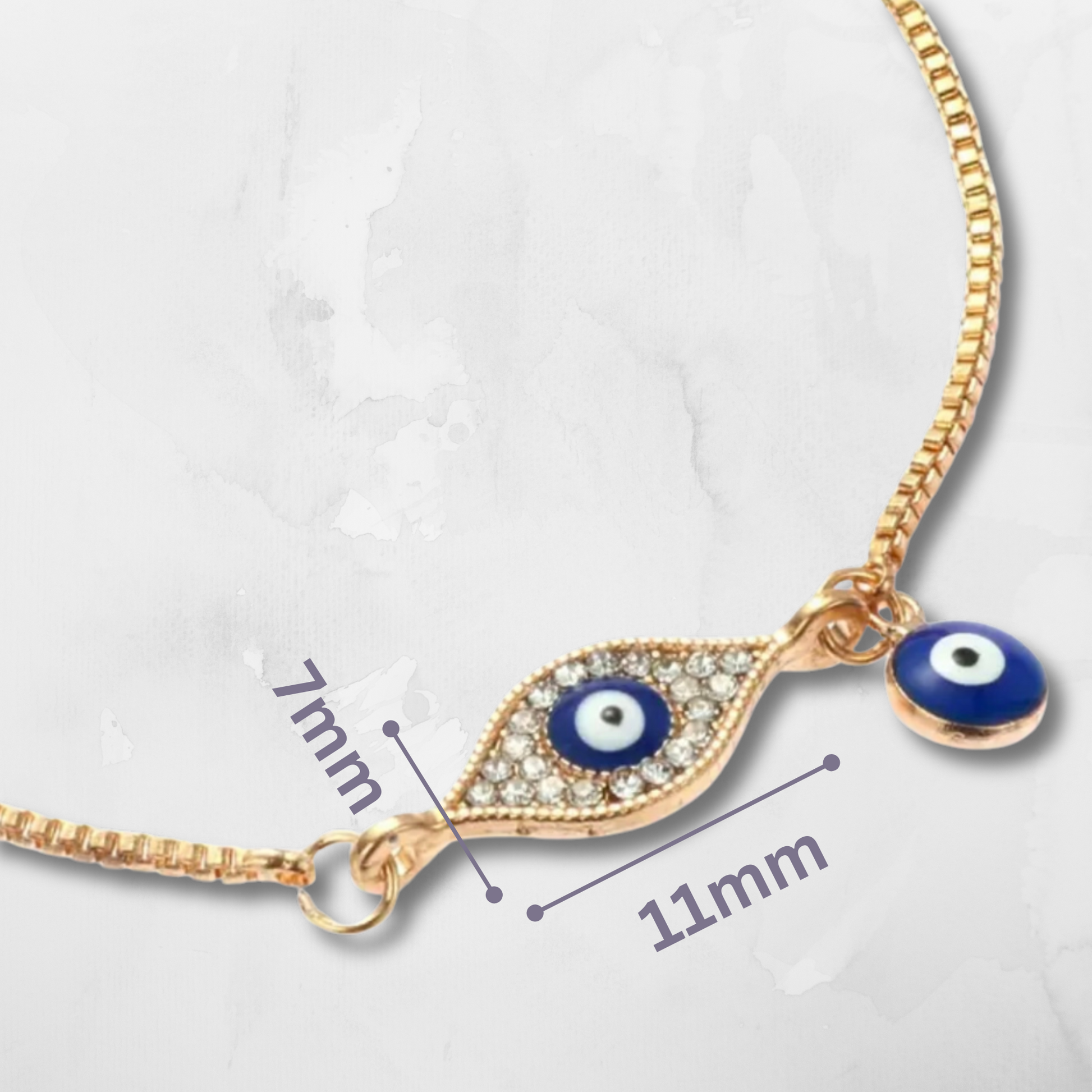 Double Evil Eye Adjustable Bracelet – Gold-Plated Protection & Style