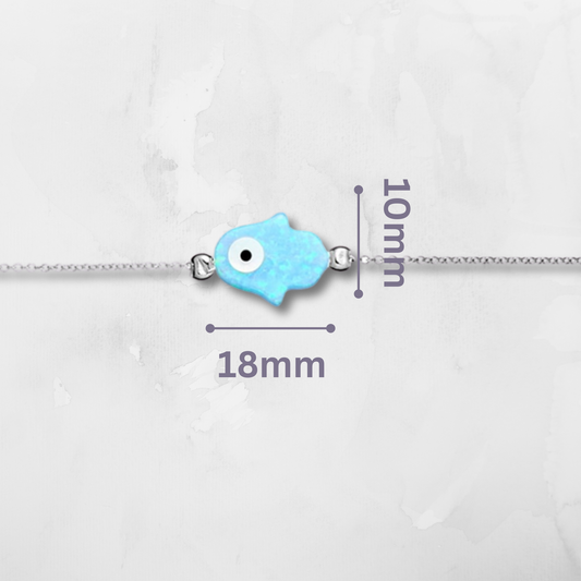 Sterling Silver Hamsa & Evil Eye Bracelet, 