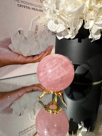 Rose Quartz Sphere with stand - The Stone of Unconditional Love & Healing
