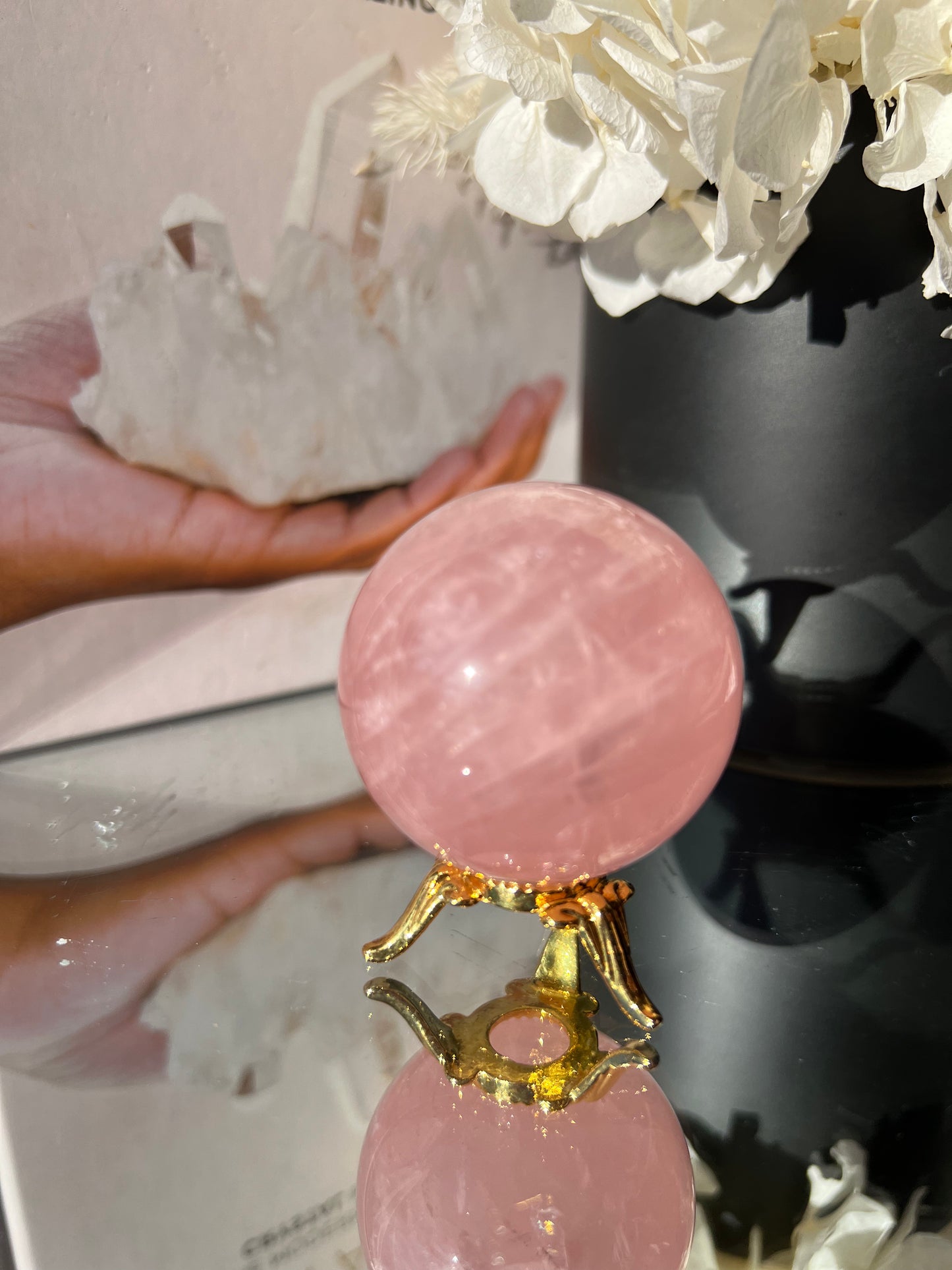 Rose Quartz Sphere with stand - The Stone of Unconditional Love & Healing